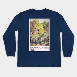 Buckinghamshire - Vintage Railway Travel Poster - 1950s Kids Long Sleeve T-Shirt